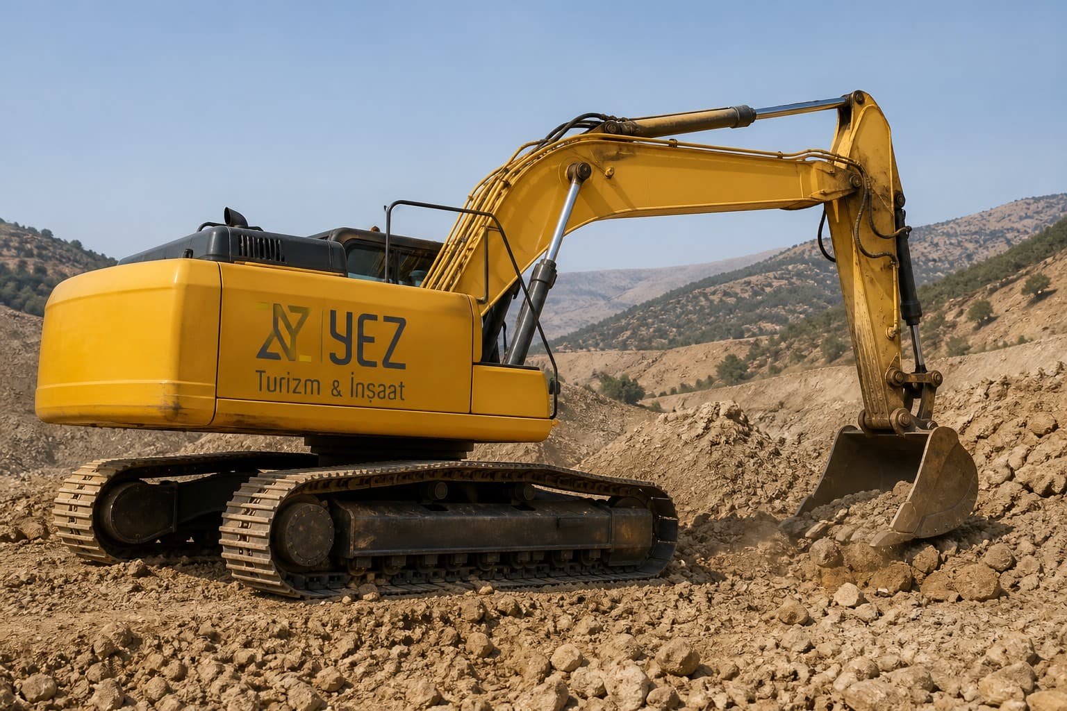 YEZ logolu eskavatör — kazı ve hafriyat filosu